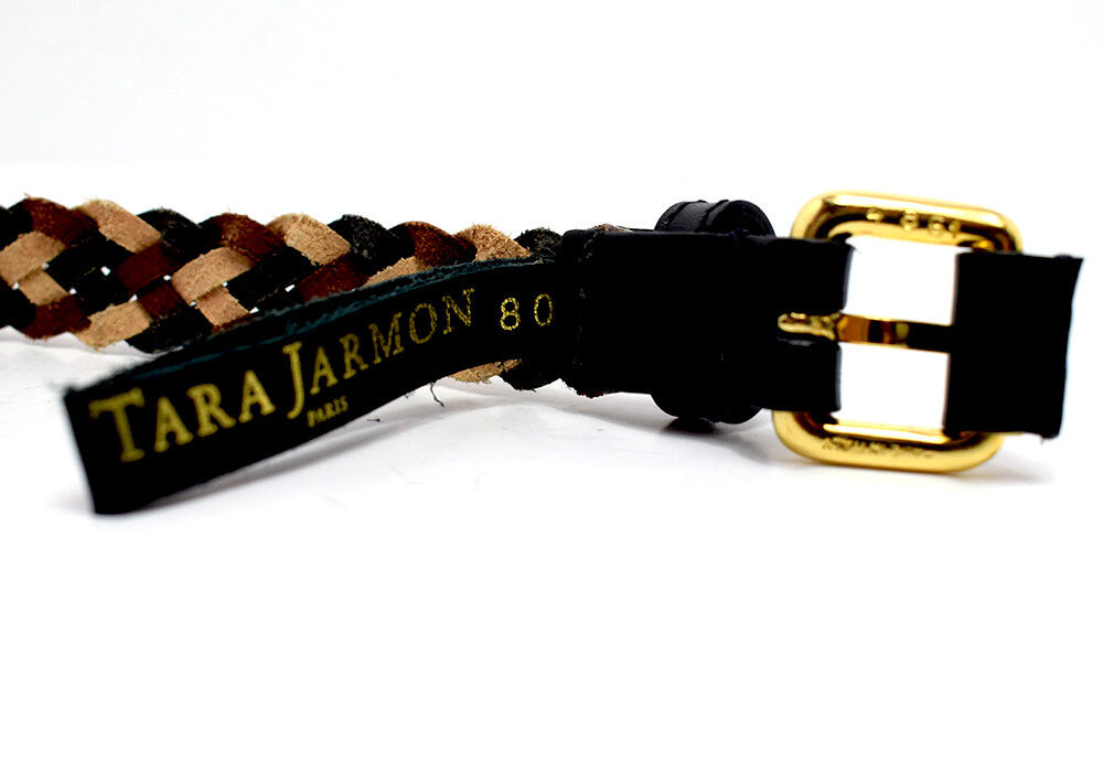 Tara Jarmon Paris Womens Belt Authentic Skinny Braided Leather Belt Size S