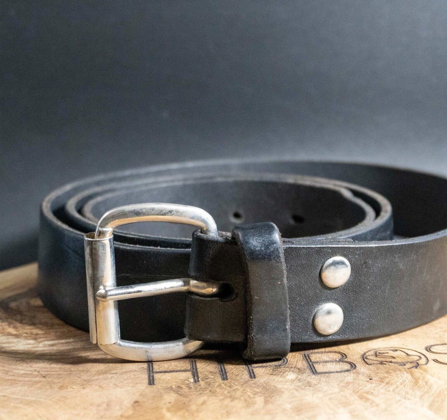 Vintage Mens Belt Handmade Vintage Leather Jeans Belt Black Size 38
