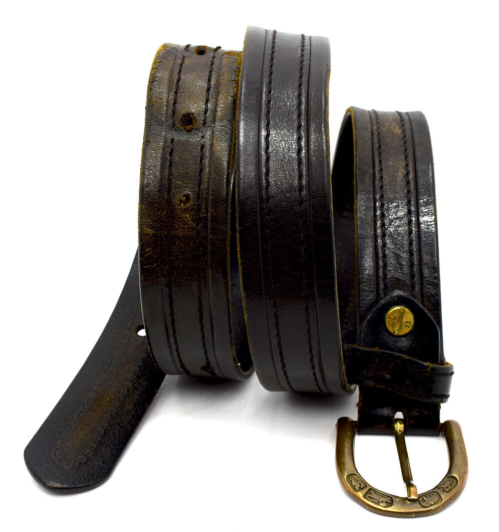 El Campero Mens Belt Vintage Leather Jeans Belt Black Brown Size 38