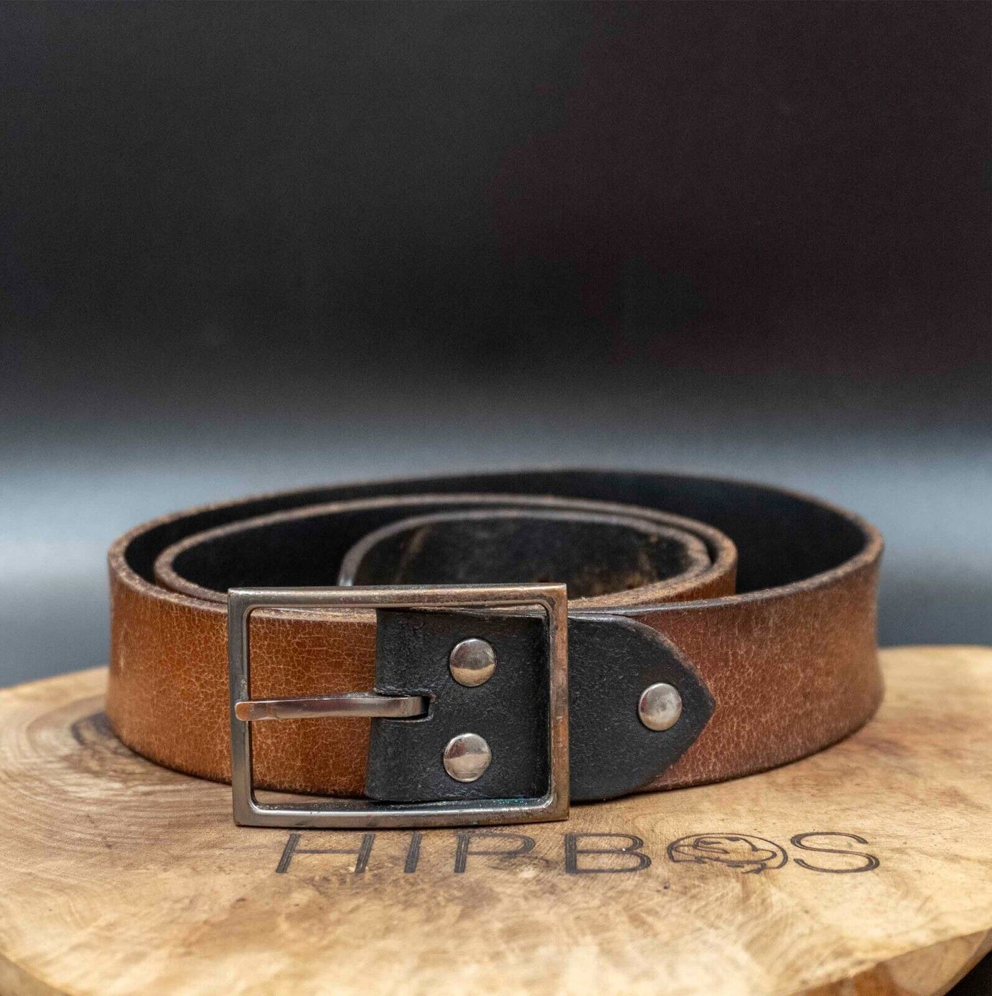 Vintage Mens Belt Handmade Leather Jeans Belt Brown Size 34