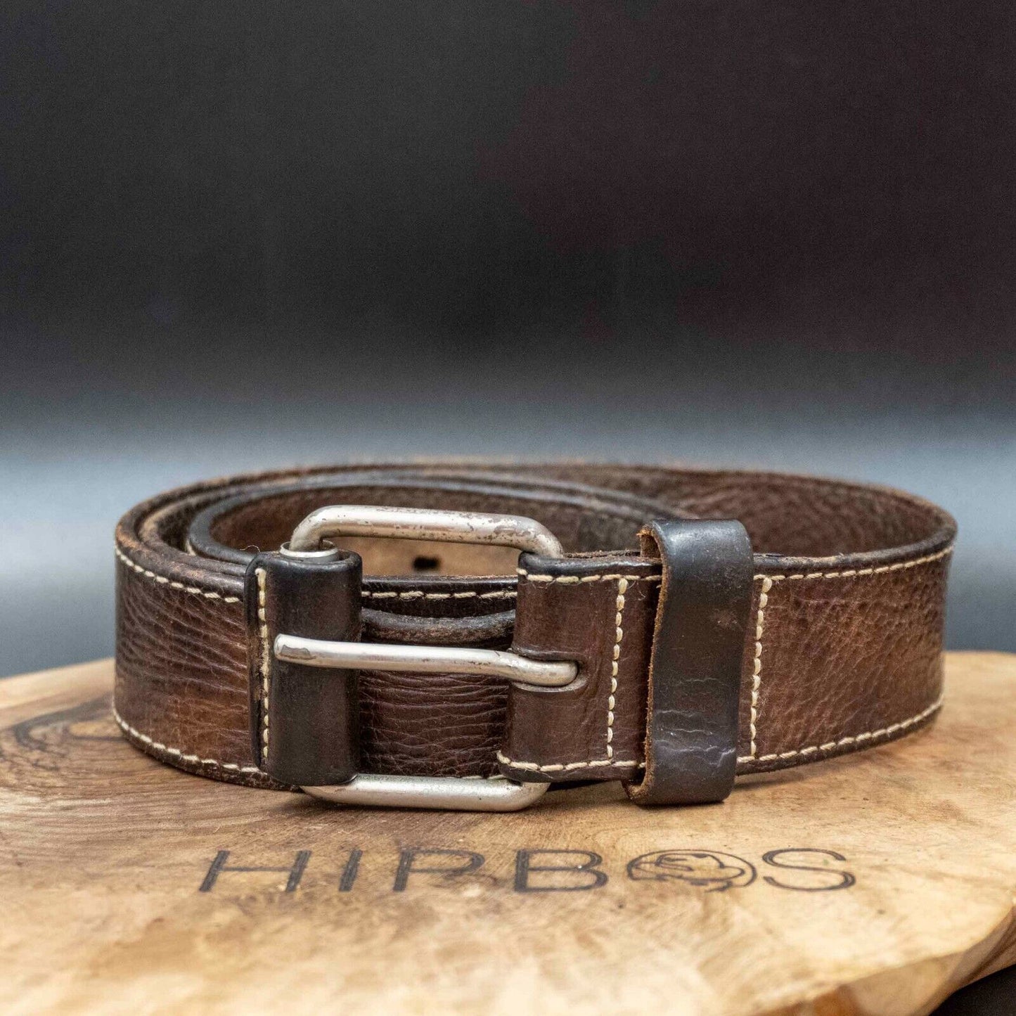 Vintage Mens Belt Handmade Leather Jeans Belt Brown Size 34