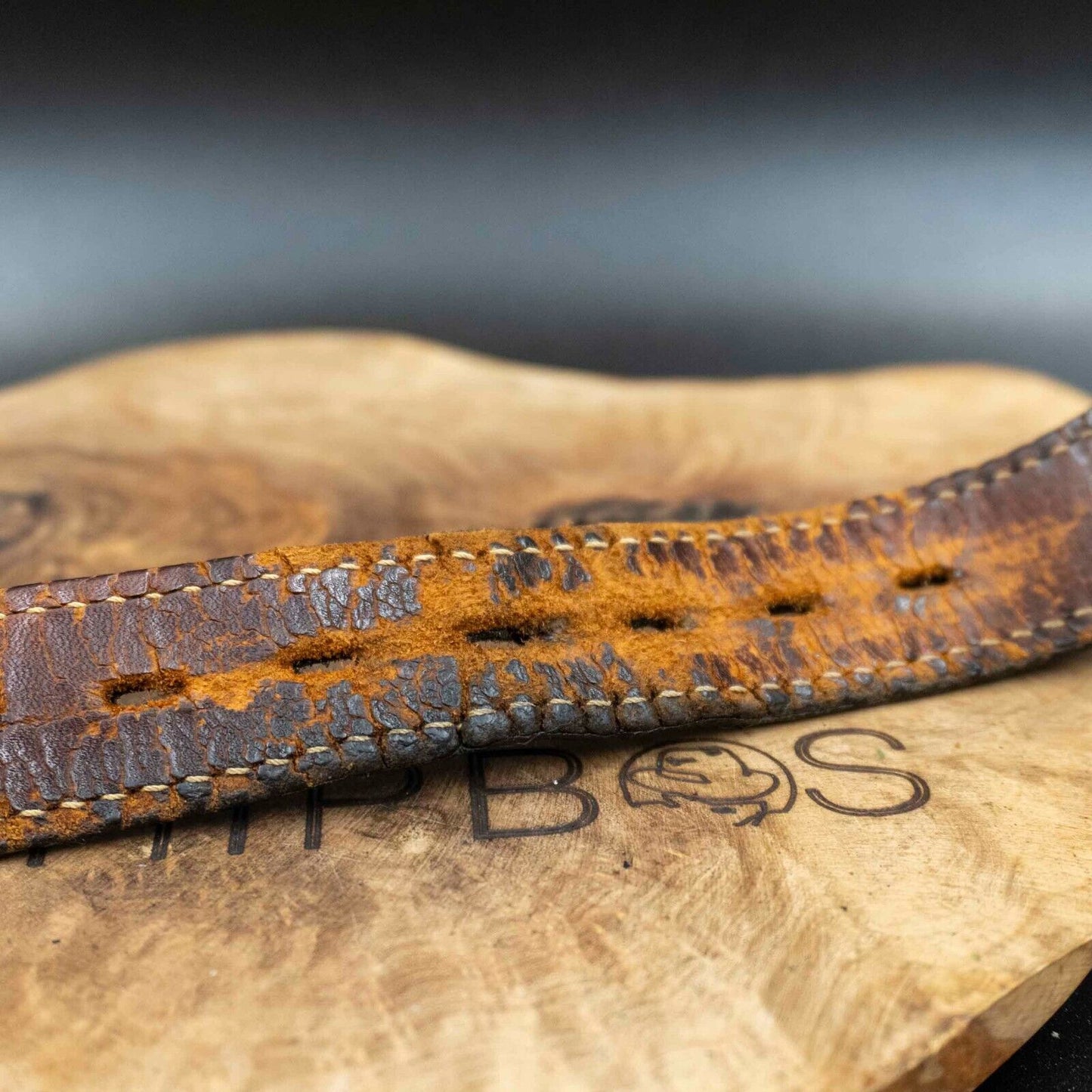 Vintage Mens Belt Handmade Leather Jeans Belt Black Size 34