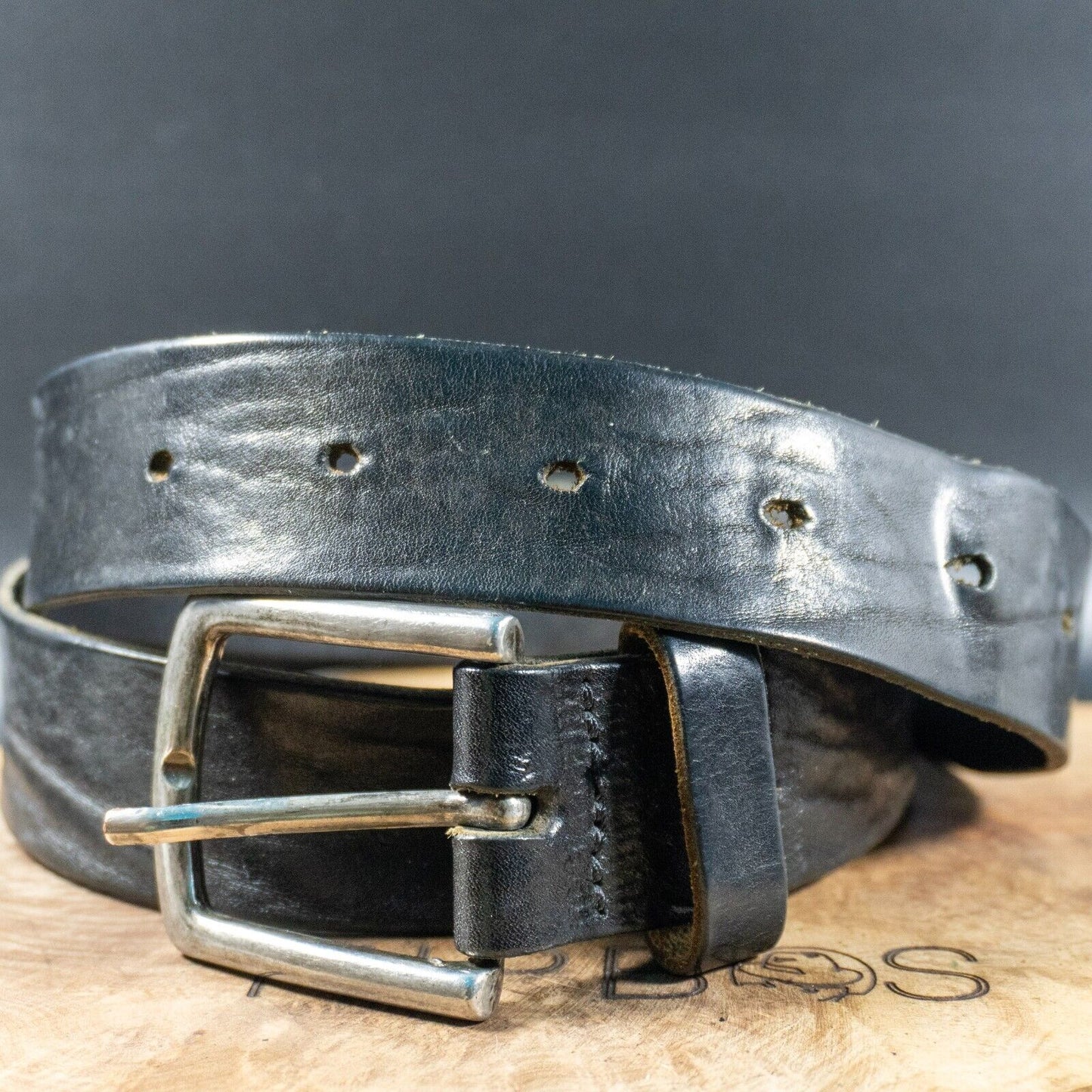 Legend Vintage Mens Belt Leather Jeans Belt Black Size 36