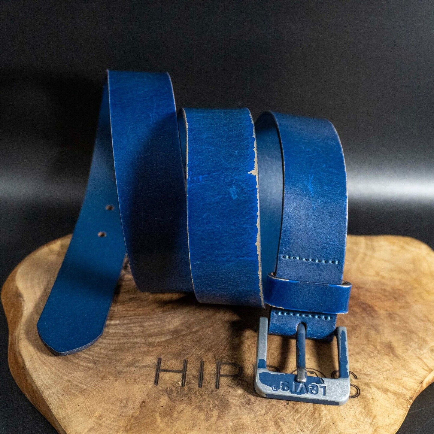 Levis Mens Belt Vintage Leather Belt Jeans Leather Belt Blue Size 36