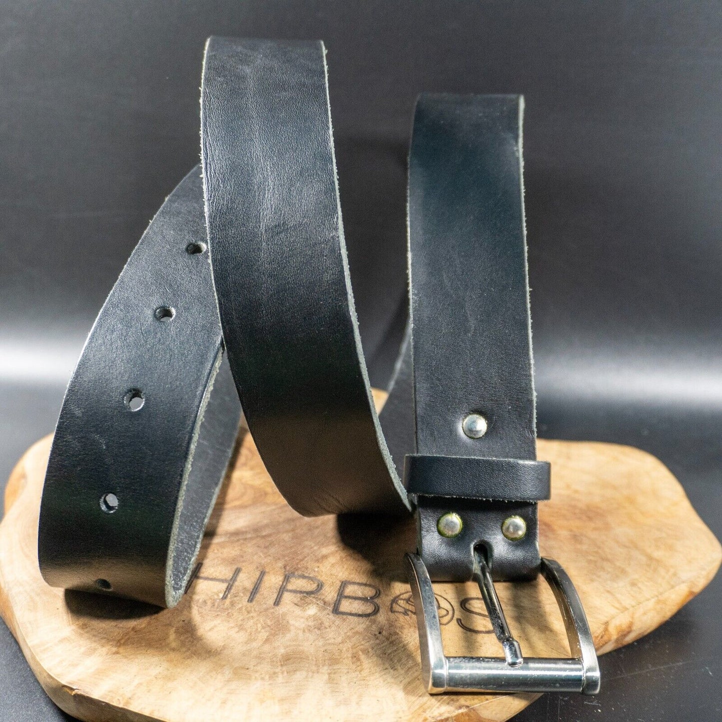 Vintage Mens Belt Handmade Vintage Leather Jeans Belt Black Size 42