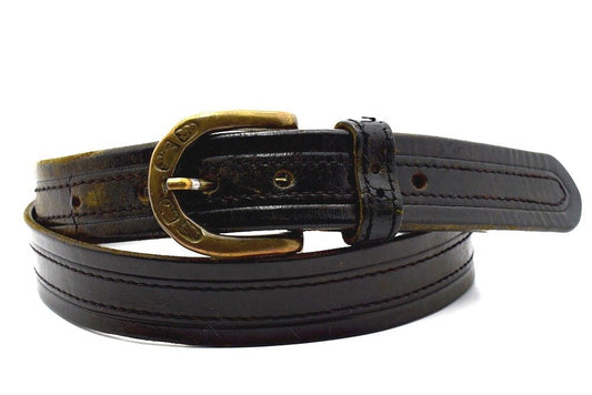 El Campero Mens Belt Vintage Leather Jeans Belt Black Brown Size 38