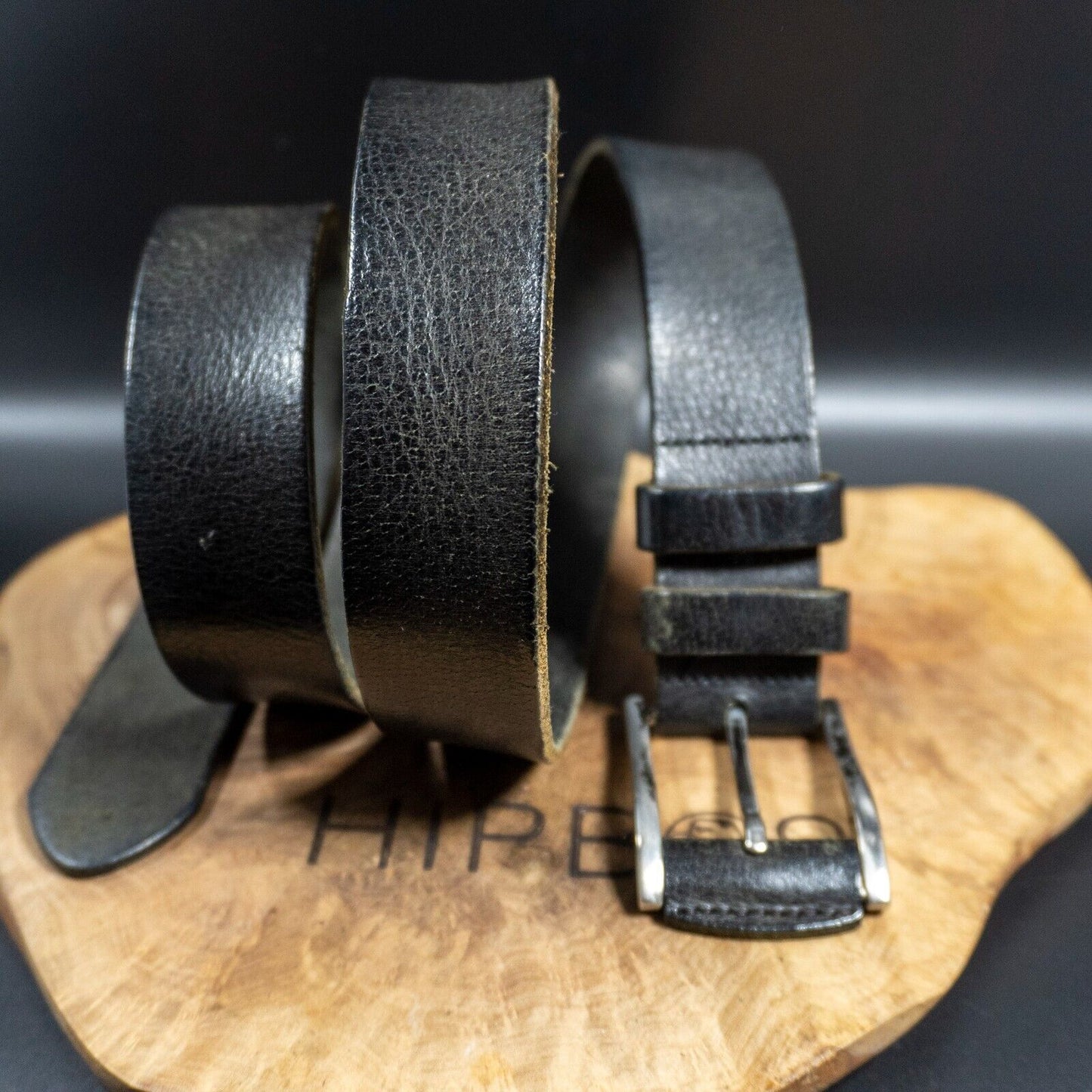 Vintage Mens Belt Handmade Vintage Leather Jeans Belt Black Size 38