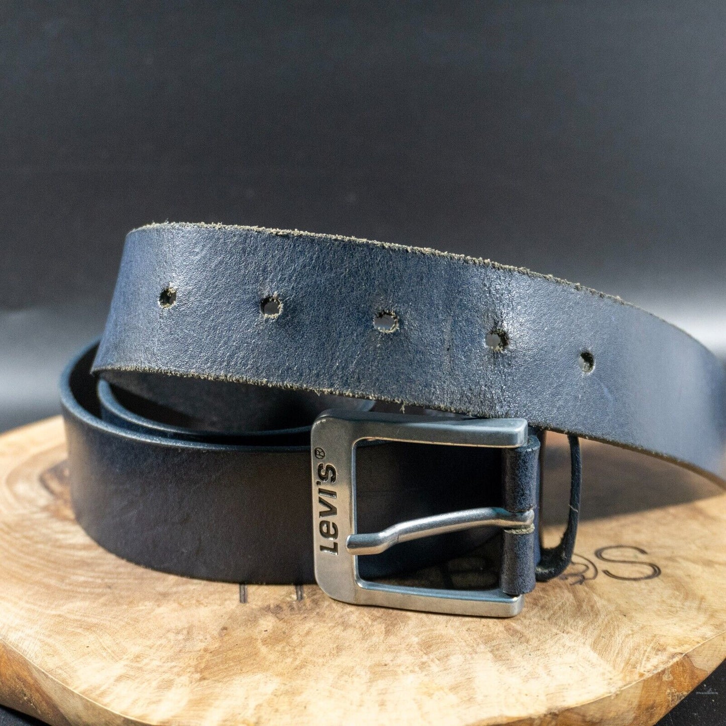 Levis Mens Belt Vintage Leather Belt Jeans Leather Belt Blue Size 36