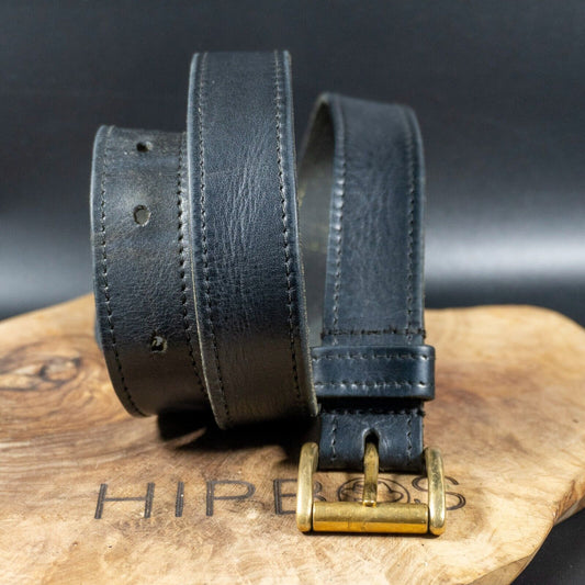 St Michael Vintage Mens Womens Leather Belt M&S Classic Jeans Belt Black Size 32 - VintageThing