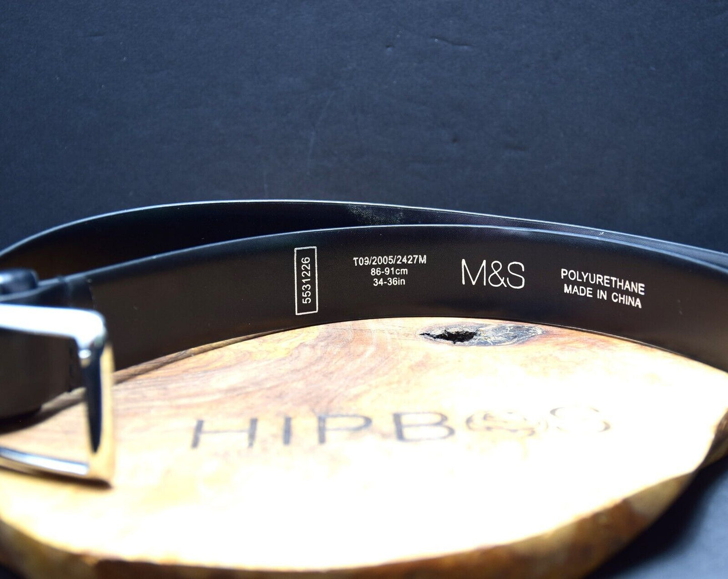 Marks and Spencer Mens Leather Belt M&S Synthetic Jeans Belt Black Size 34