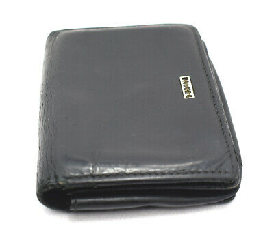 Authentic Bally Leather Bifold Card Business Card Holder Wallet Black