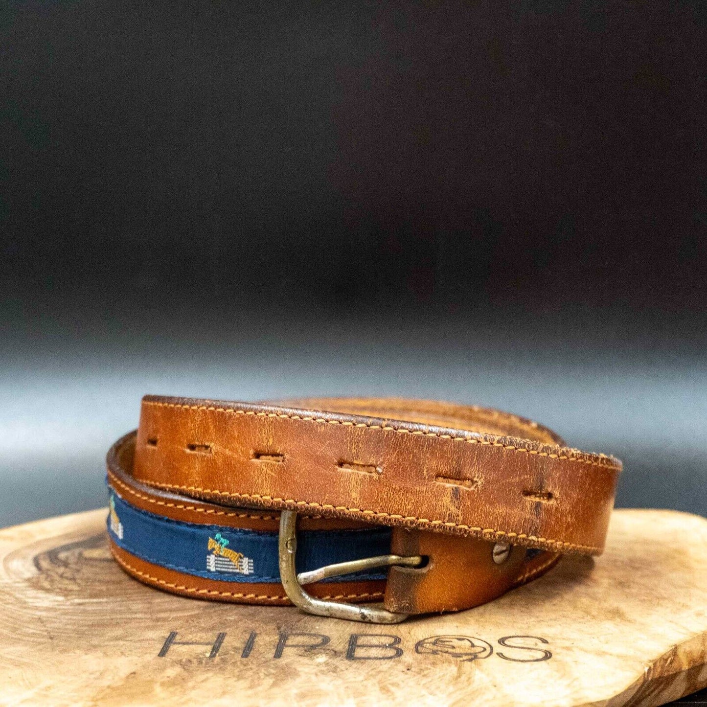 Cintura Moda Vintage Belt Fabric and Leather Webbed Belt Size 30