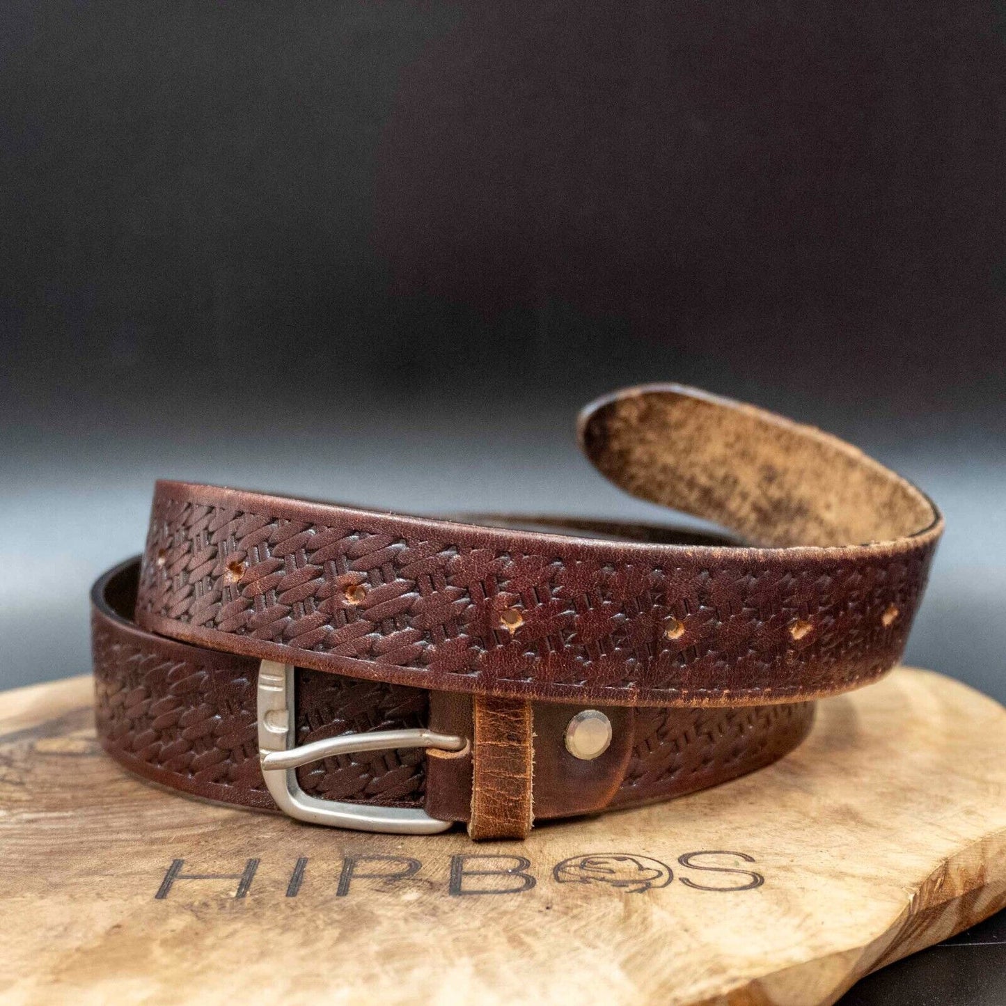 Vintage Mens Belt Handmade Leather Jeans Belt Brown Size 34