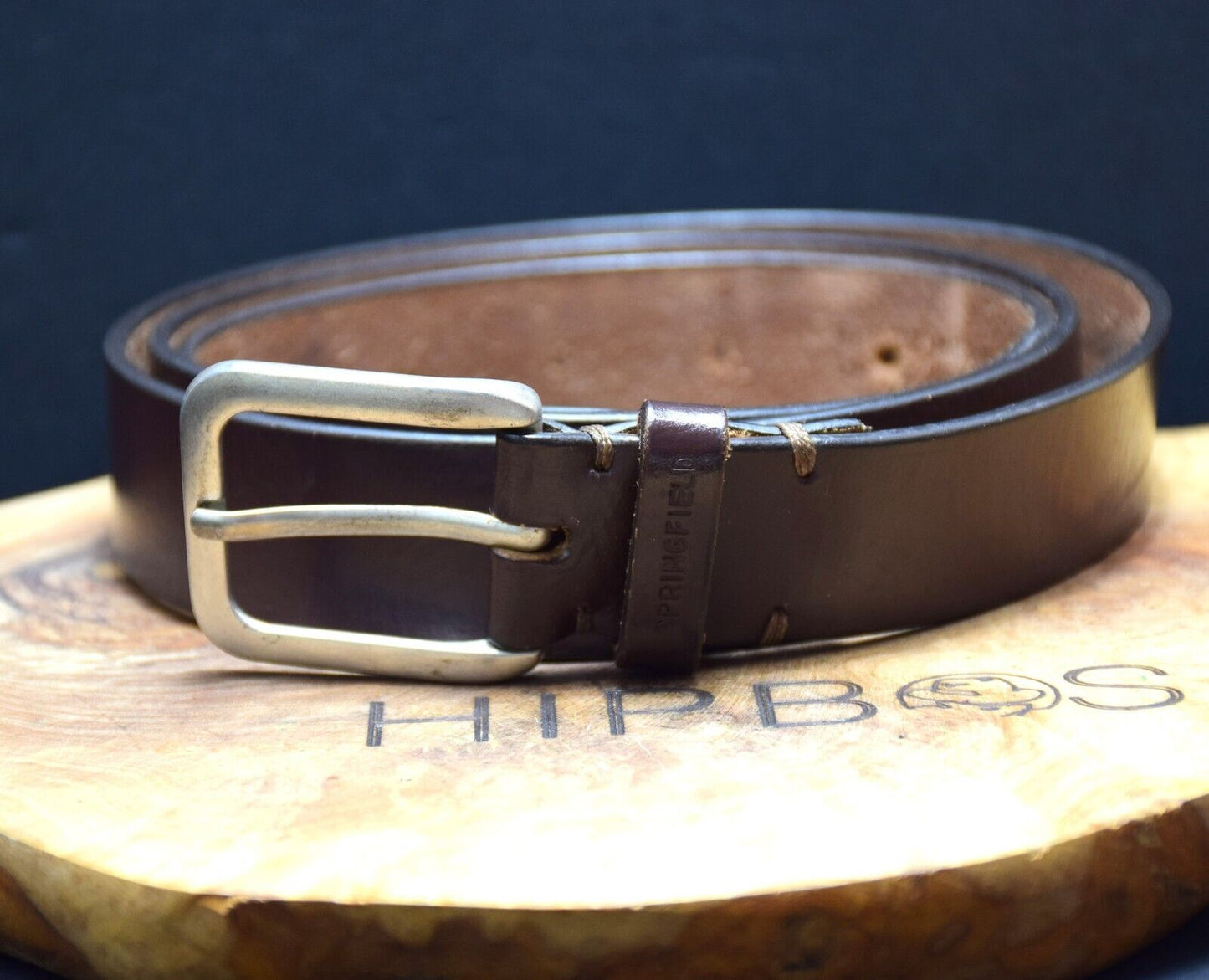 Springfield Mens Belt Vintage Mens Leather Belt Brown Size 40