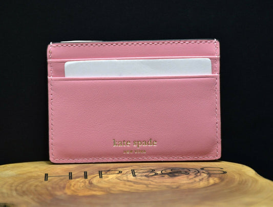 Kate Spade Womens Adventure Fund Leather Card Wallet Holder Case Pink