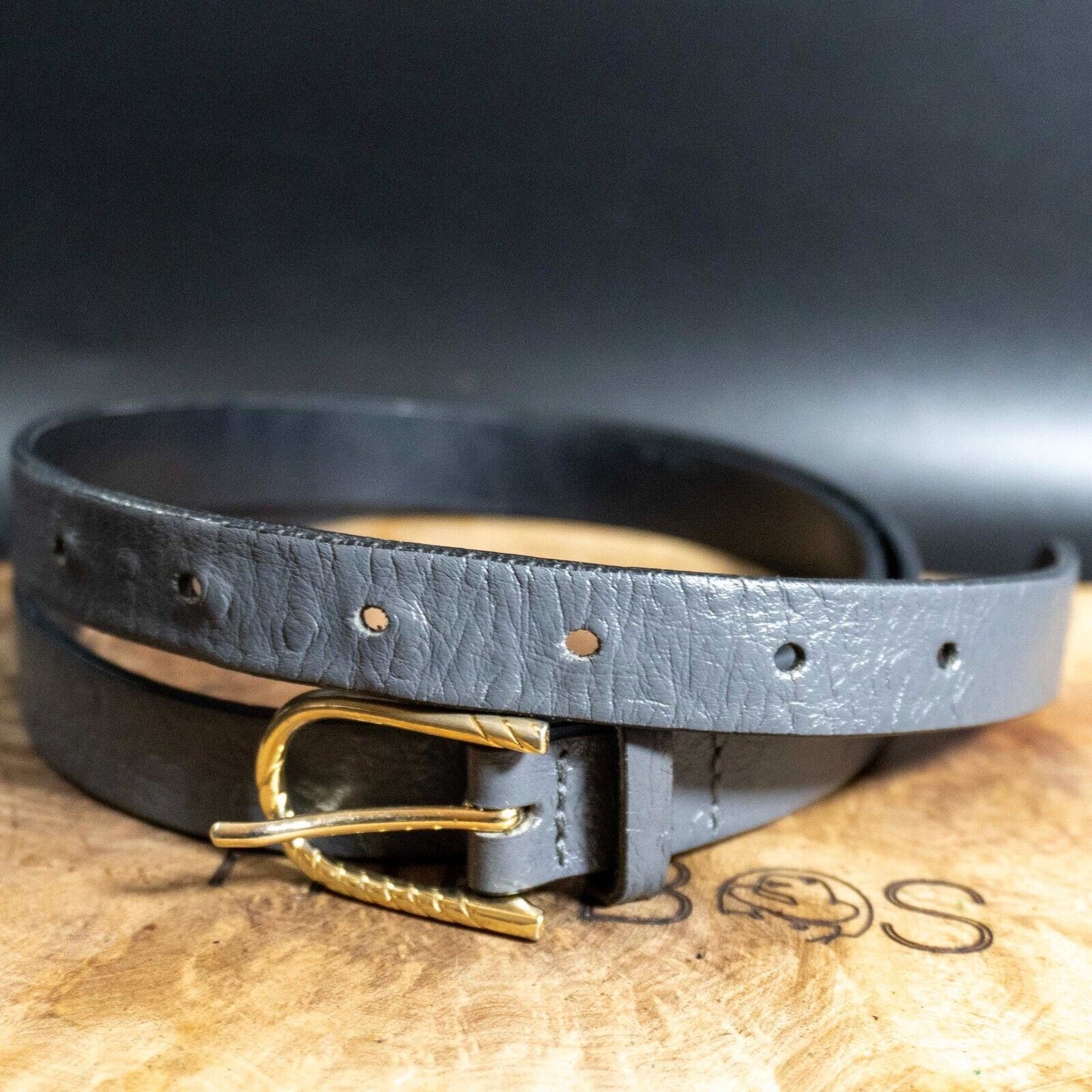 Roma Womens Belt Leather Belt Jeans Belt Grey Size S / M