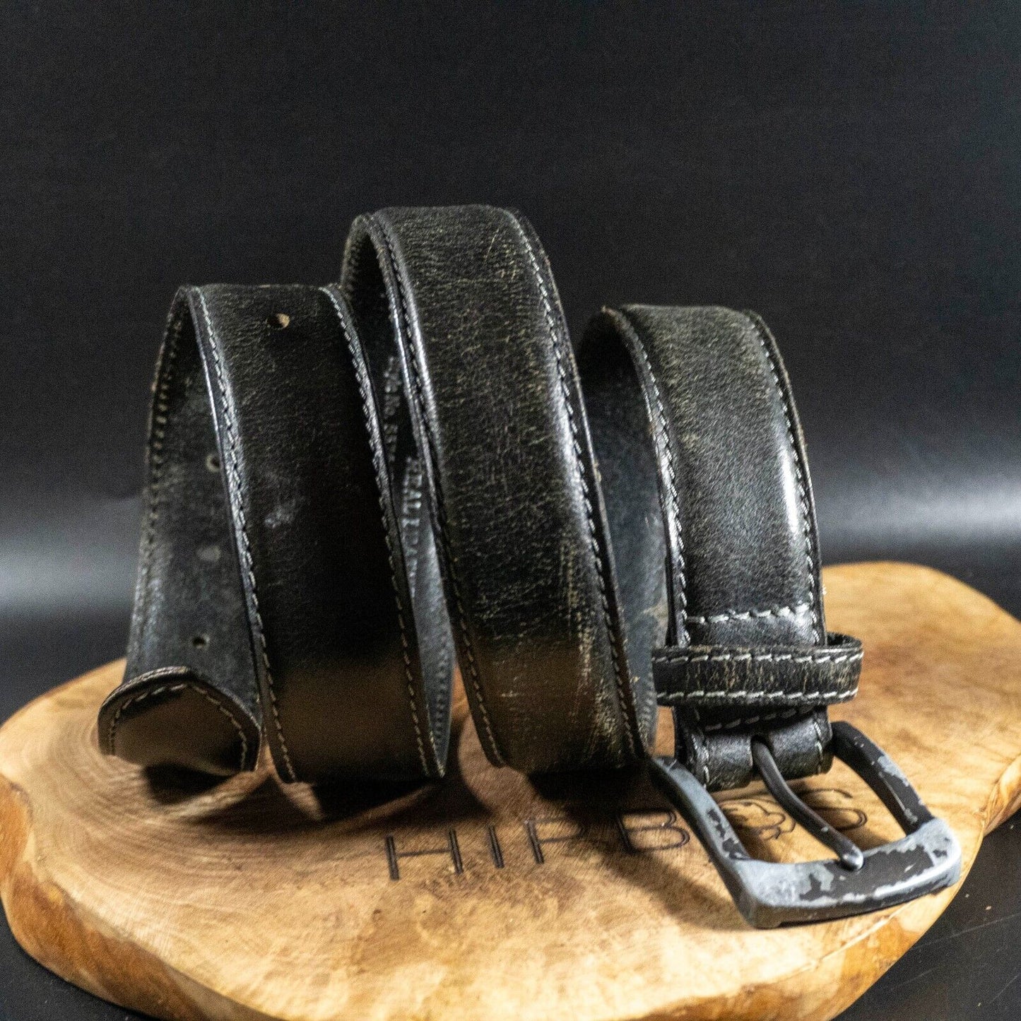Ashford Ridge Mens Belt Vintage Leather Jeans Belt Black Size 32