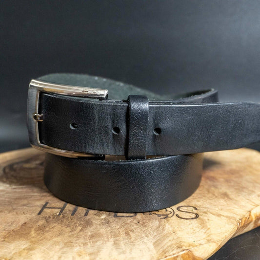 Vintage Mens Belt Handmade Leather Jeans Belt Black Size 32