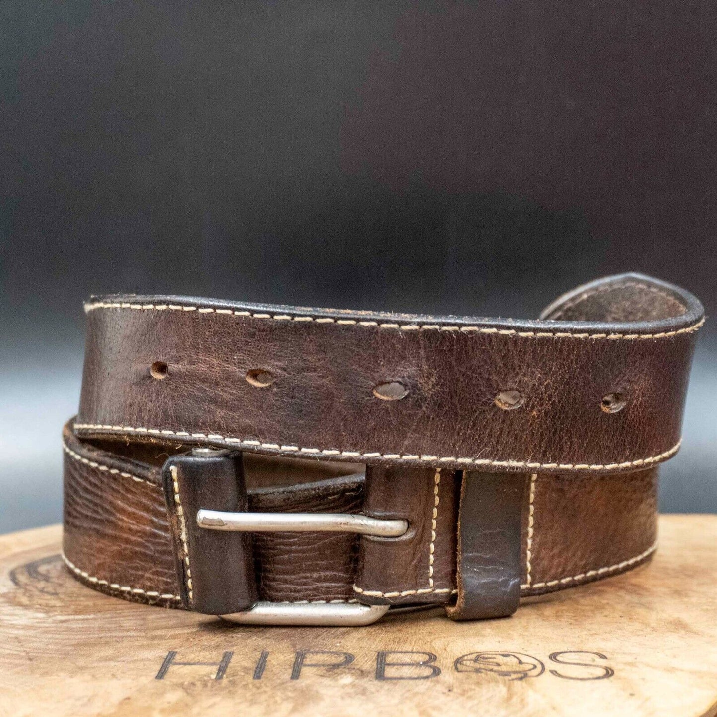 Vintage Mens Belt Handmade Leather Jeans Belt Brown Size 34