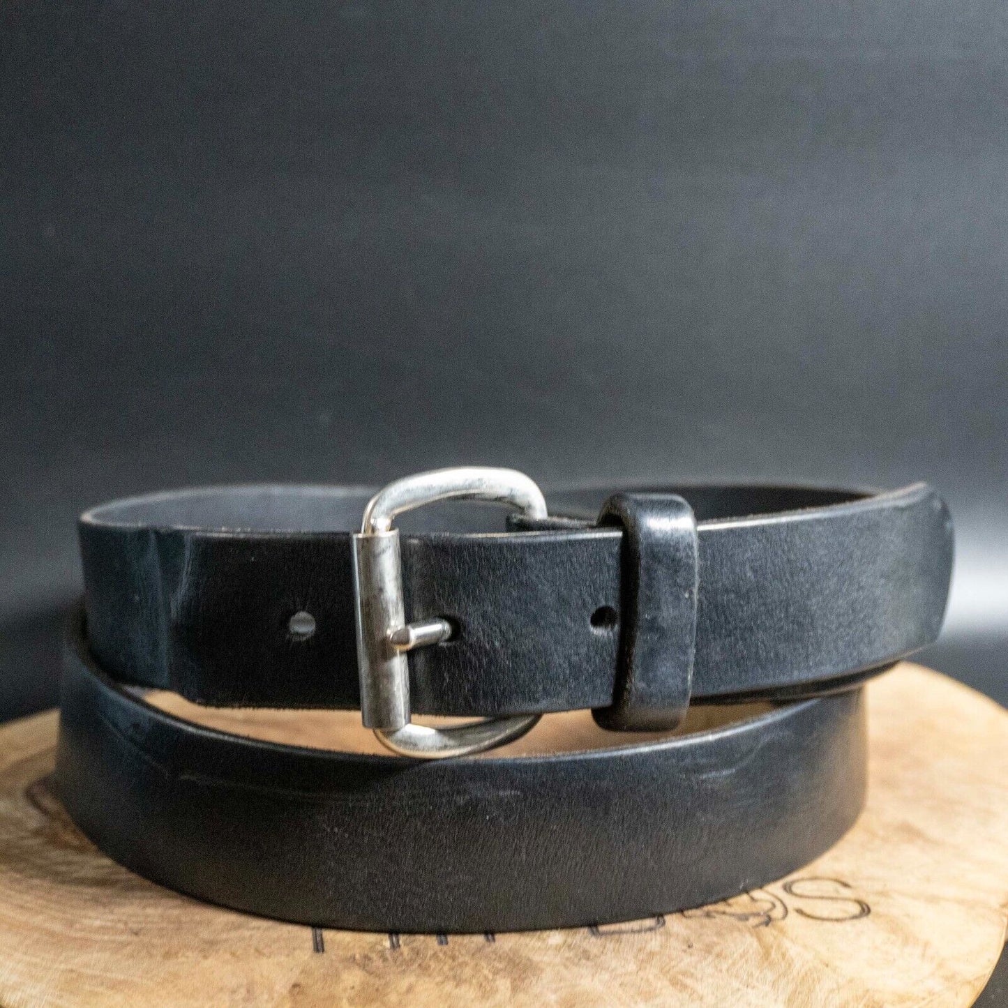 Vintage Mens Belt Handmade Vintage Leather Jeans Belt Black Size 38