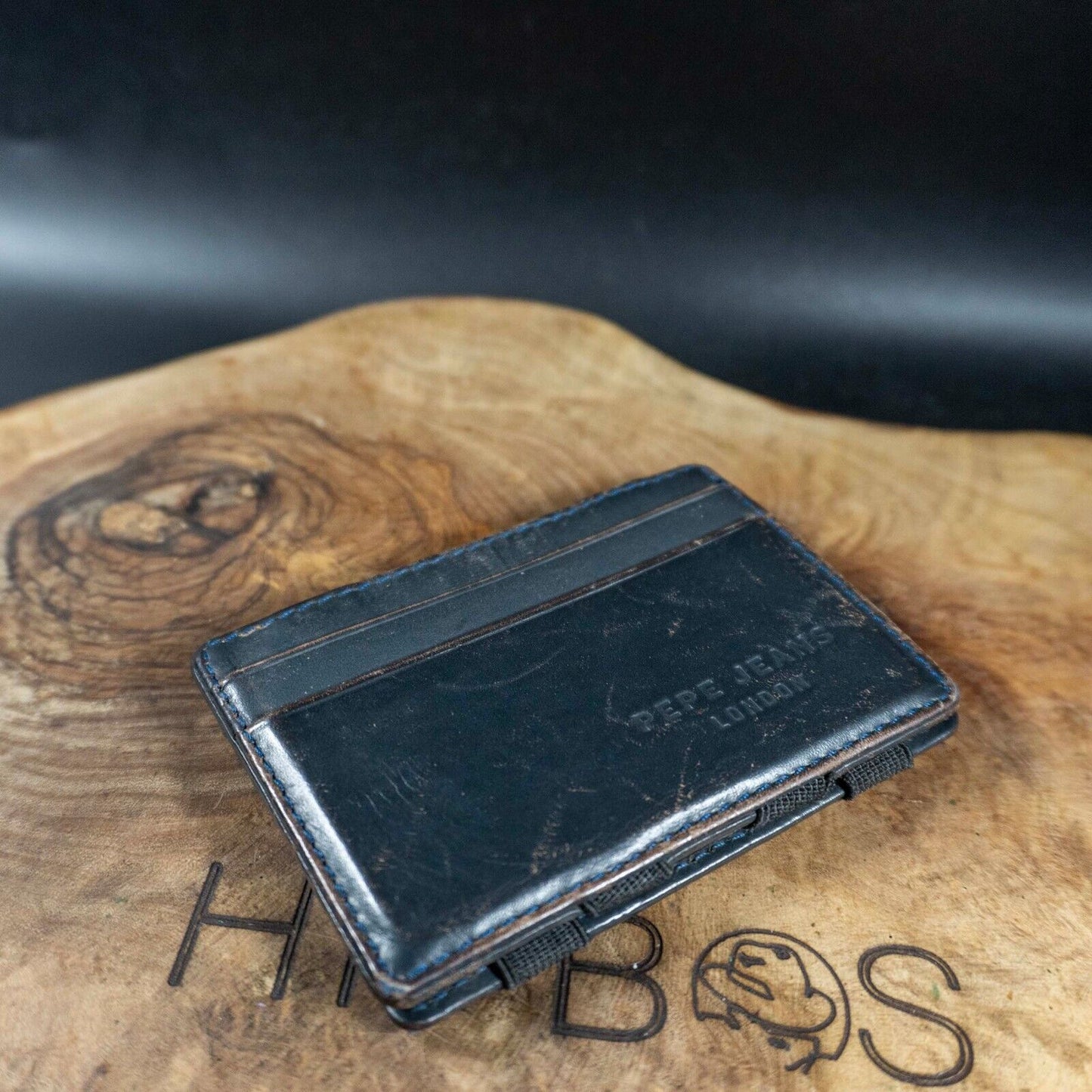Pepe Jeans Mens Card Holder Vintage Leather Card Holder Wallet Black