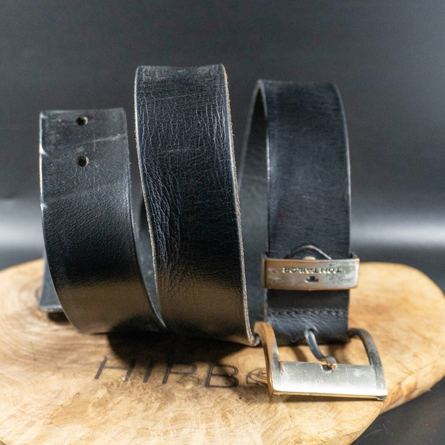 Tom Tailor Mens Belt Vintage Leather Jeans Belt Black Size 36