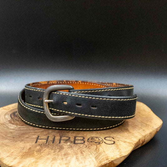 Vintage Mens Belt Handmade Leather Jeans Belt Black Size 34