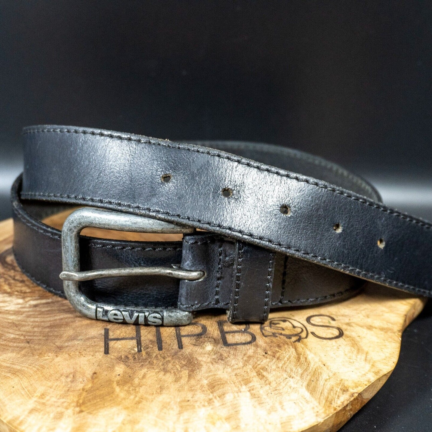 Levis Mens Belt Vintage Leather Belt Jeans Leather Belt Black Size 36