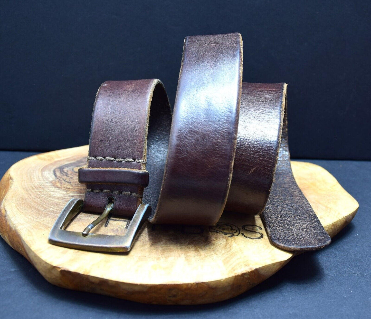 Vintage Mens Belt Handmade Leather Jeans Belt Brown Size 34