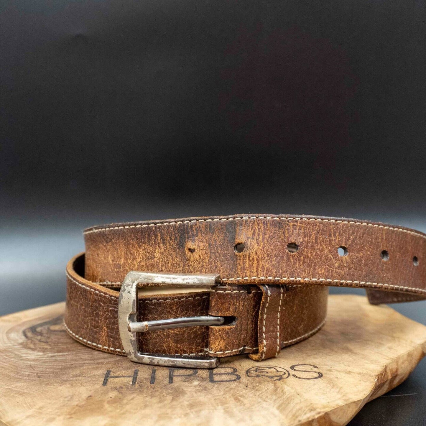 Vintage Mens Belt Handmade Leather Jeans Belt Brown Size 34