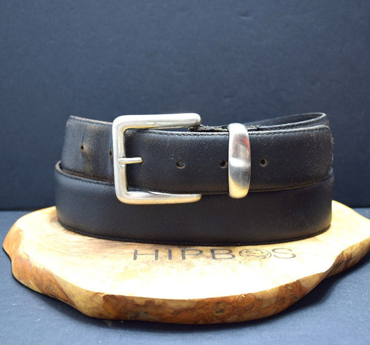 Vintage Mens Belt Handmade Leather Jeans Belt Black Size 38
