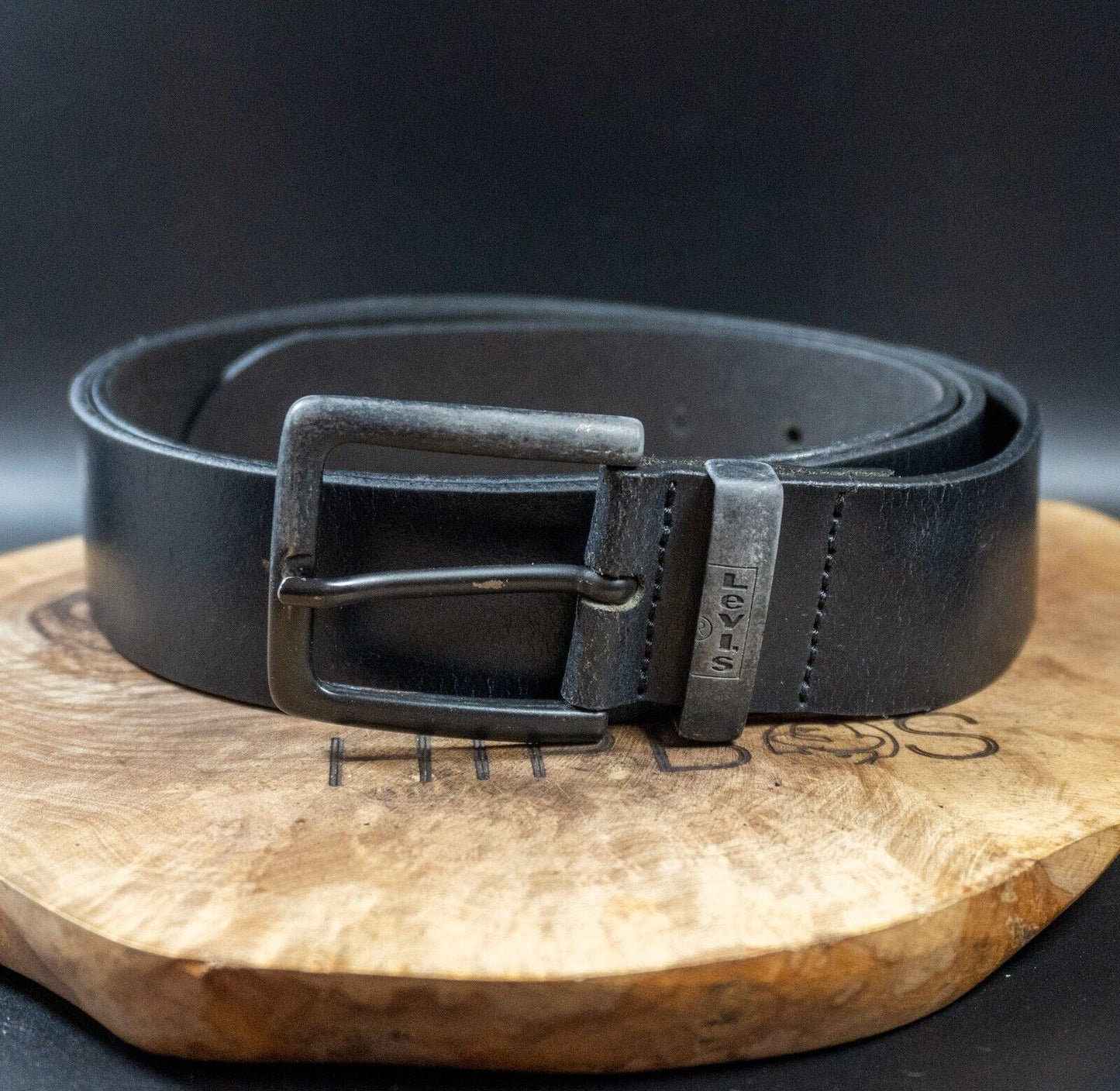 Levis Mens Belt Vintage Leather Belt Jeans Leather Belt Black Size 42