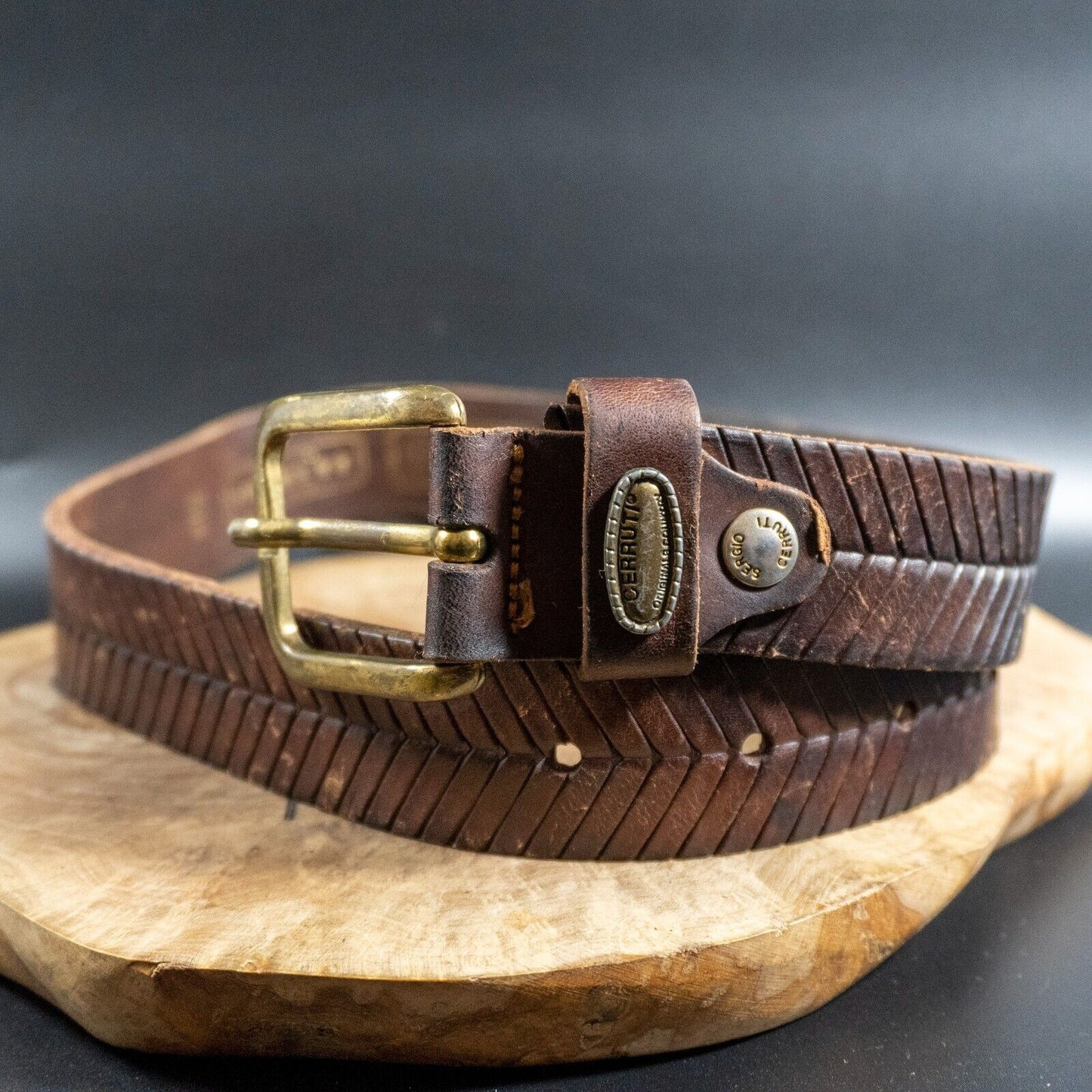 Sergio Cerruti Belt Vintage Leather Italian Jeans Belt Brown Size 26 - VintageThing