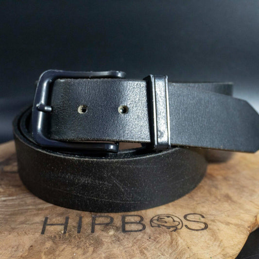 Vintage Mens Belt Handmade Leather Jeans Belt Black Size 48