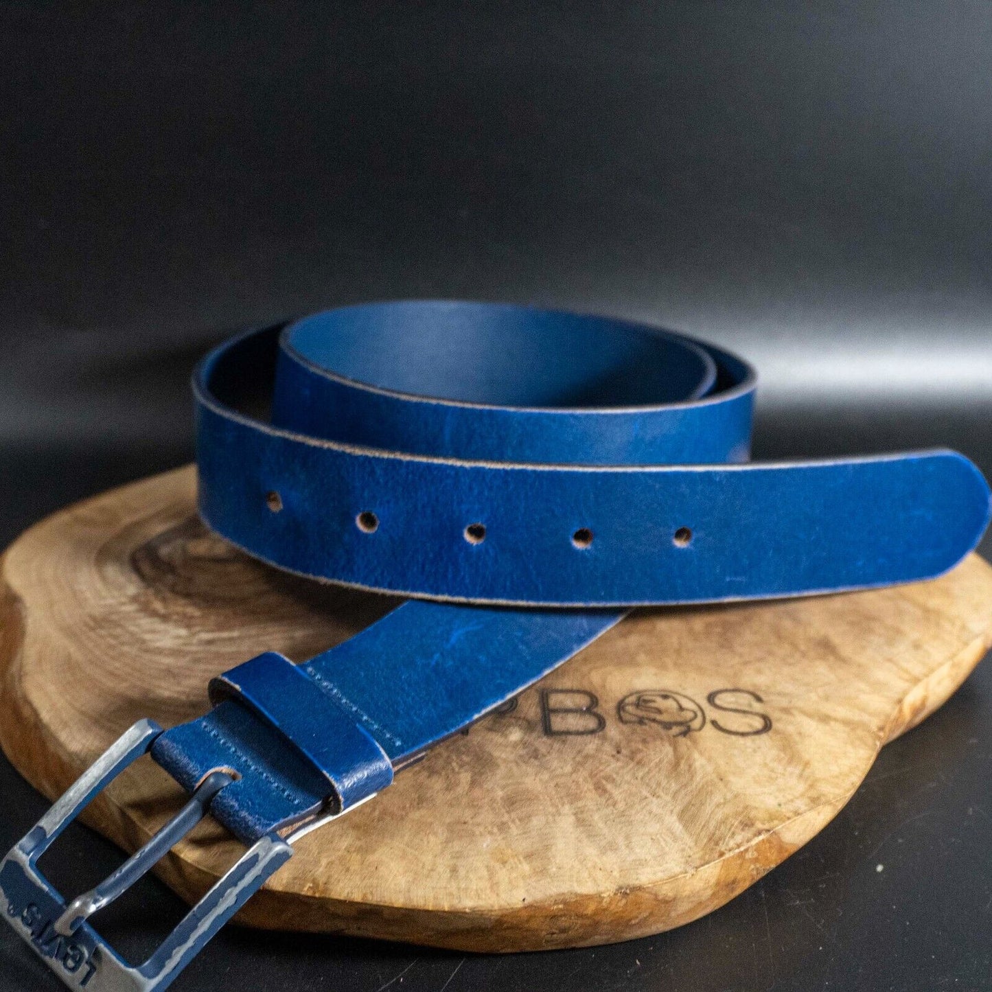 Levis Mens Belt Vintage Leather Belt Jeans Leather Belt Blue Size 36