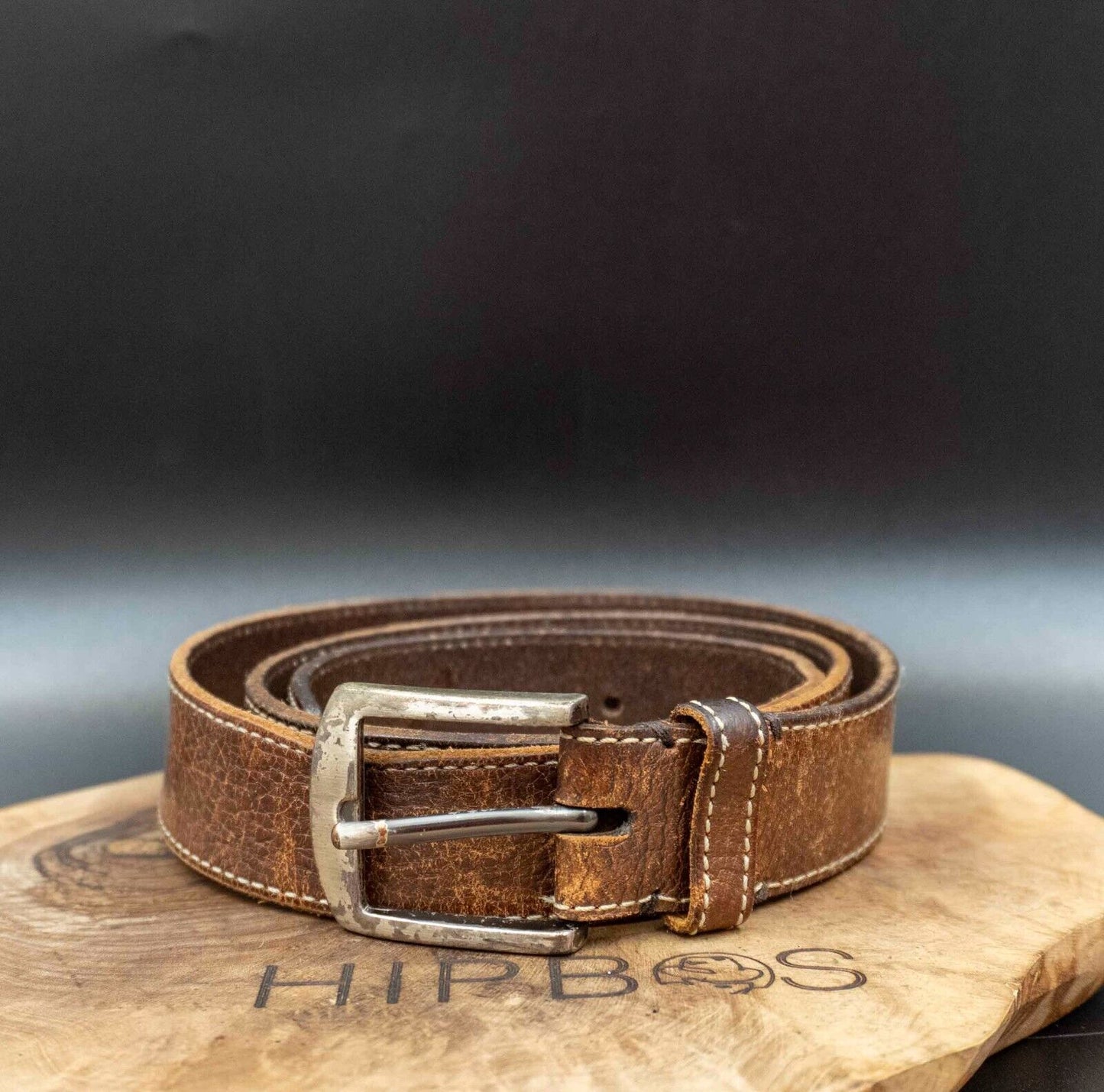 Vintage Mens Belt Handmade Leather Jeans Belt Brown Size 34