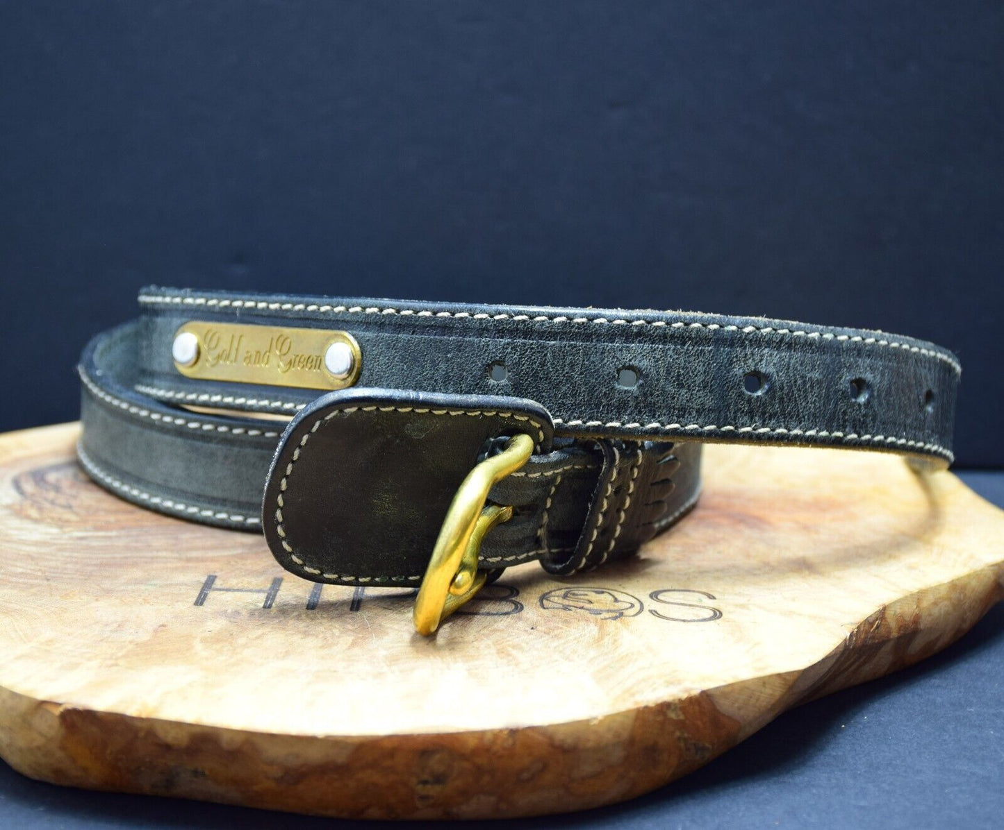 Golf and Green Womens Belt Vintage Leather Jeans Waist Belt Grey Green Size 32