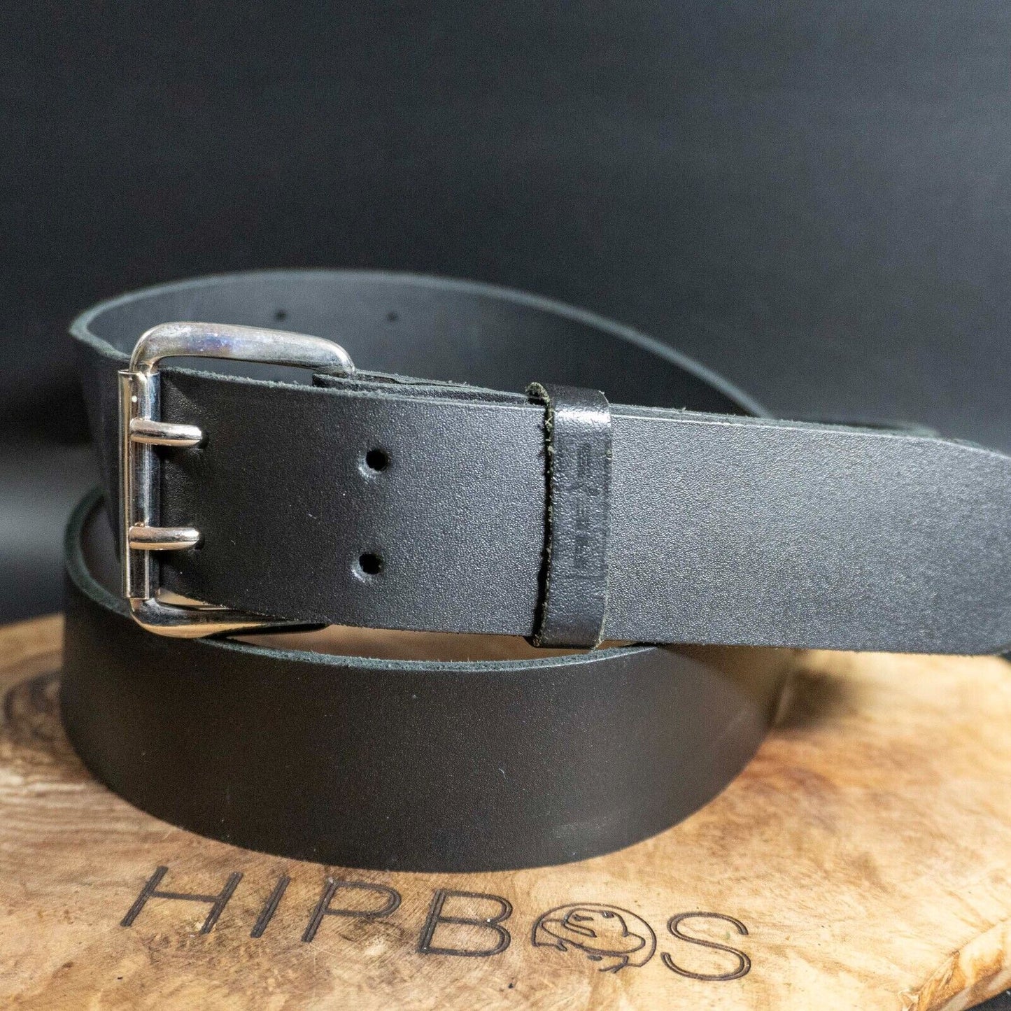 Vintage Mens Belt Handmade Leather Jeans Belt Double Pin Buckle Black Size 36