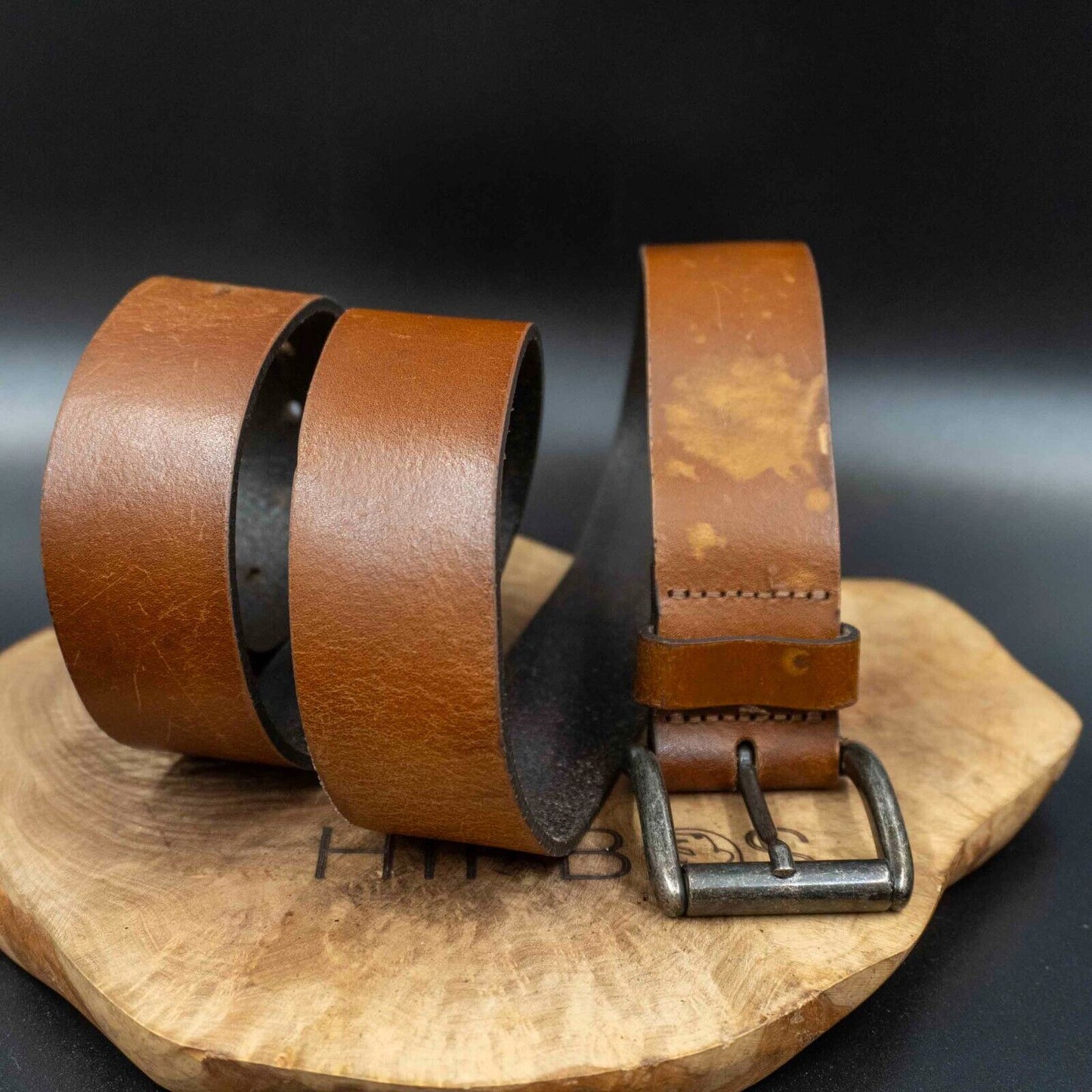 Vintage Mens Belt Handmade Leather Jeans Belt Brown Size 36