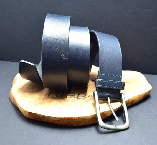 Marks and Spencer Mens Leather Belt M&S Vintage Leather Jeans Belt Blue Size 34