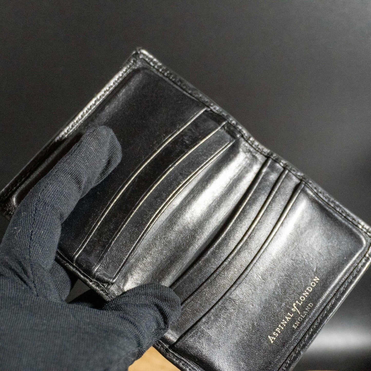 Aspinal of London Mens Wallet Leather Card Holder Wallet Black