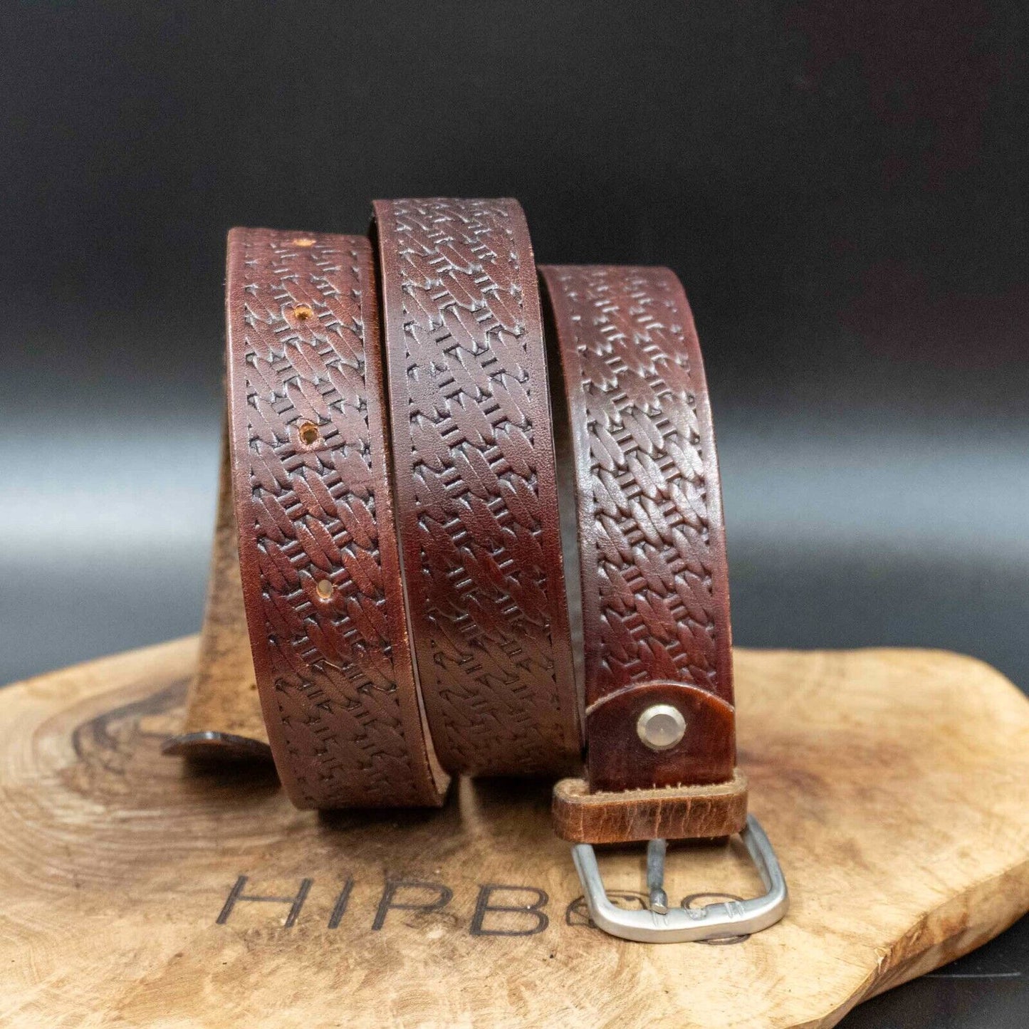 Vintage Mens Belt Handmade Leather Jeans Belt Brown Size 34