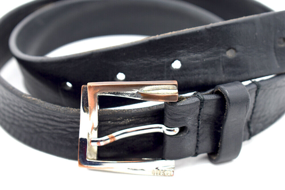 Diesel Womens Belt Vintage Leather Jeans Belt Black Size 34