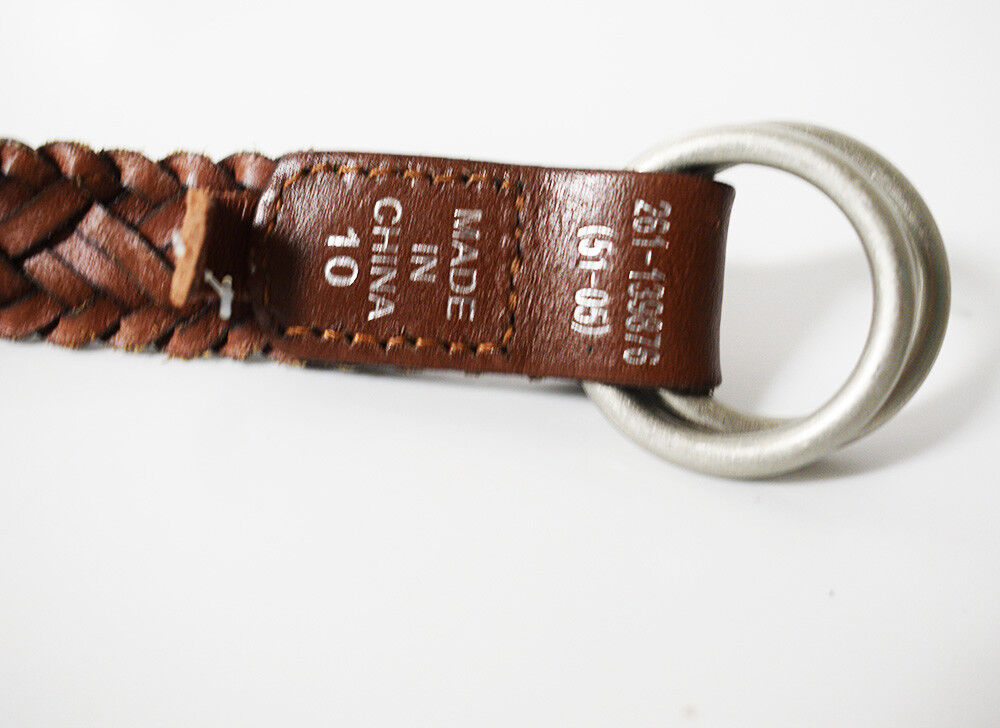 Braided Womens Leather Belt Size 10 Brown