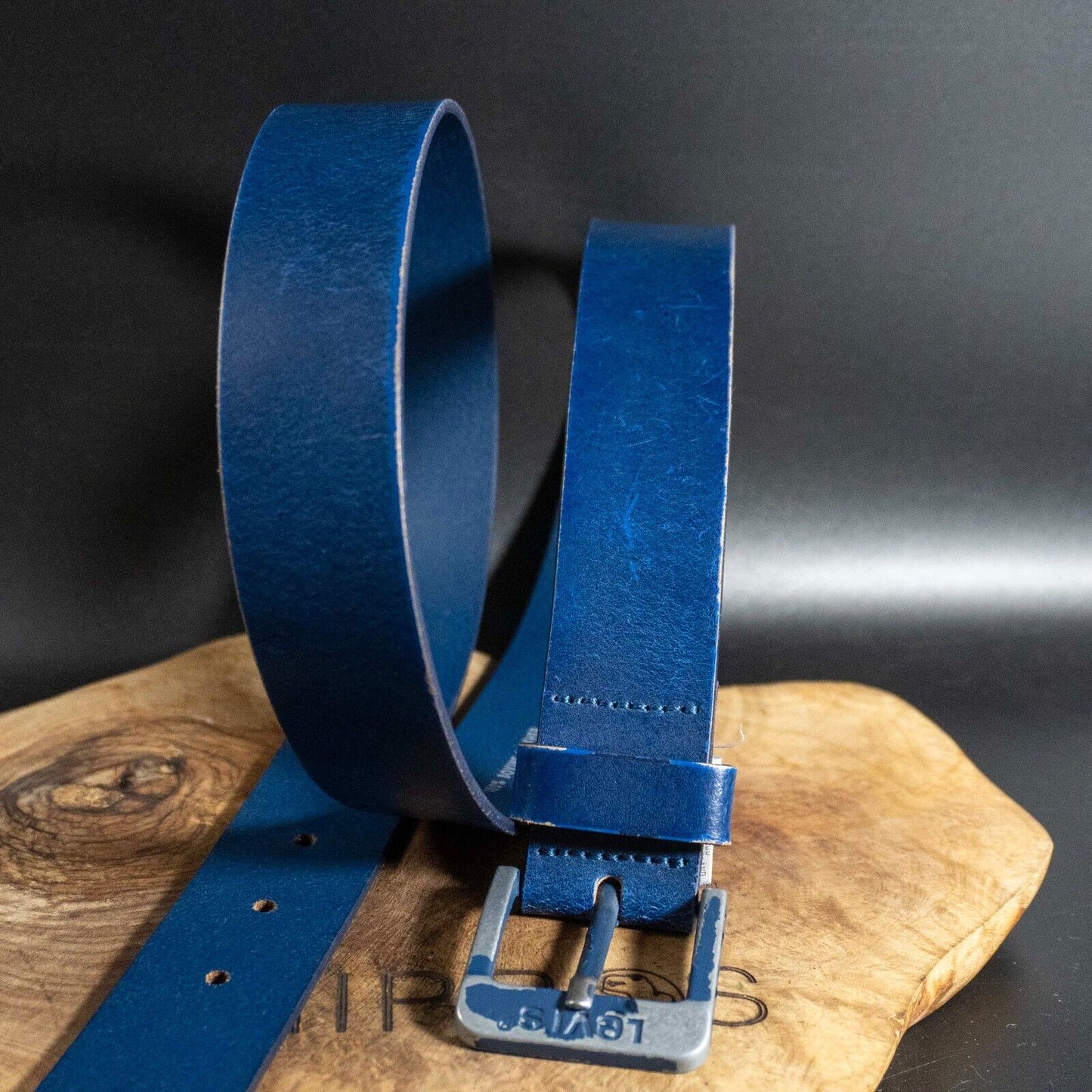 Levis Mens Belt Vintage Leather Belt Jeans Leather Belt Blue Size 36