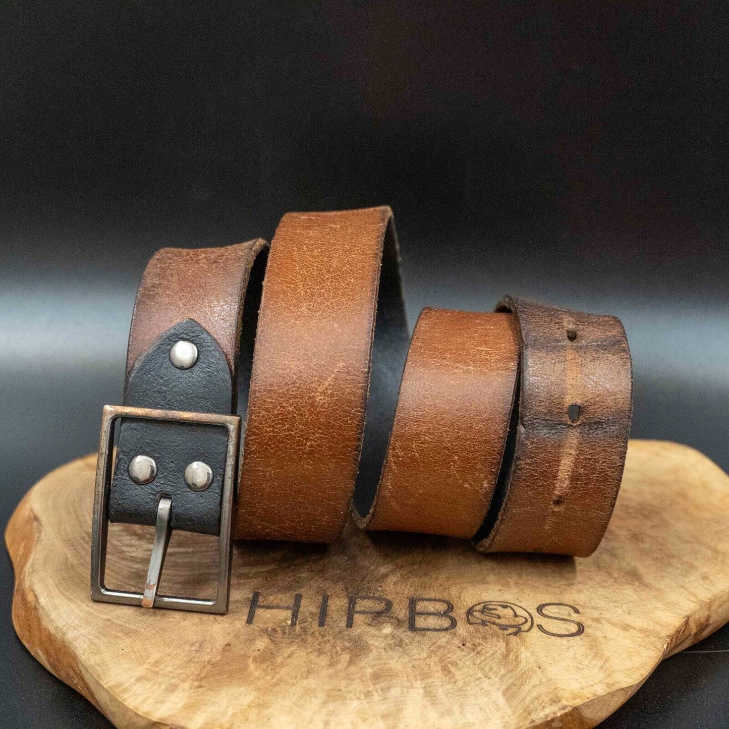 Vintage Mens Belt Handmade Leather Jeans Belt Brown Size 34