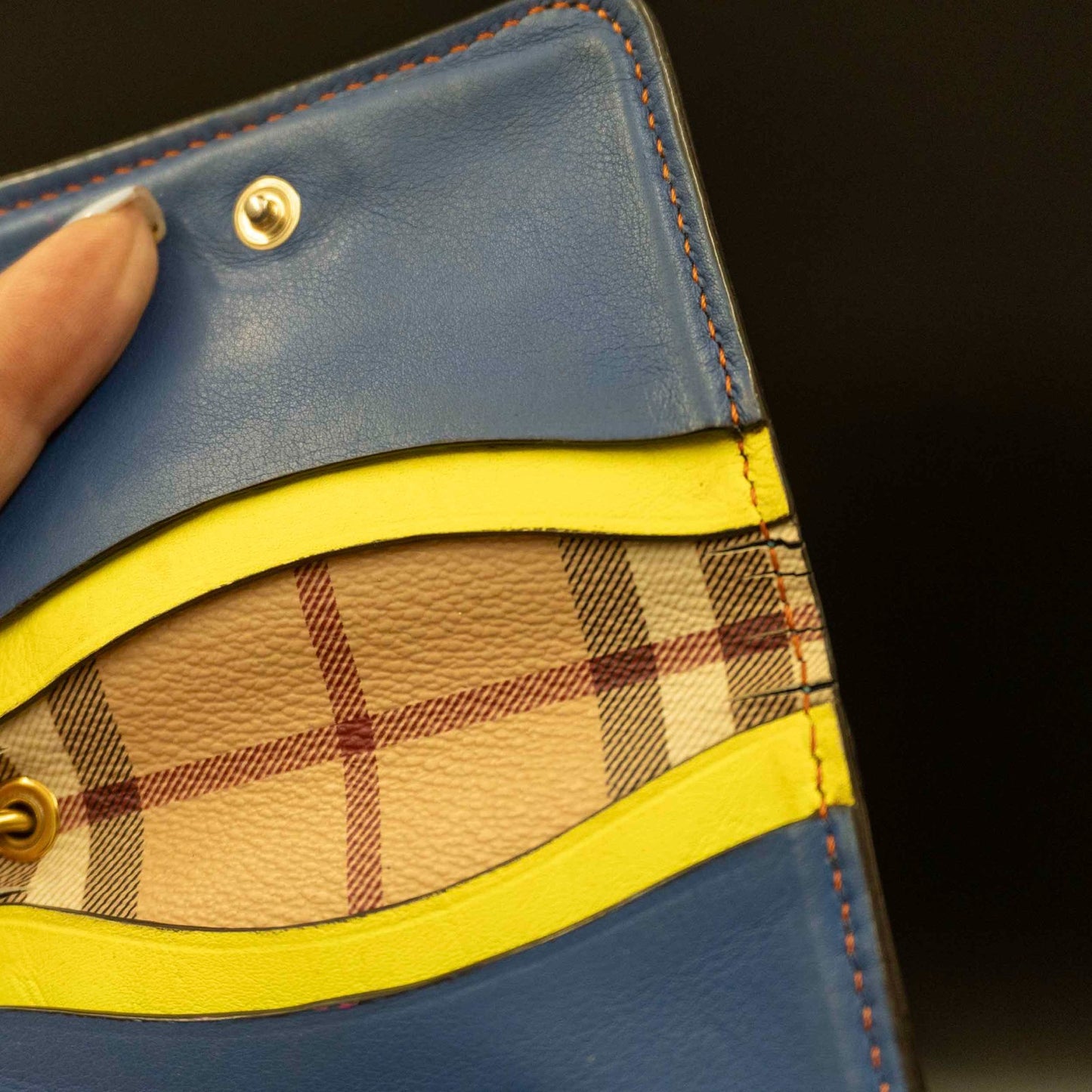 Burberry Authentic Leather Keychain Card Holder Card Wallet Blue