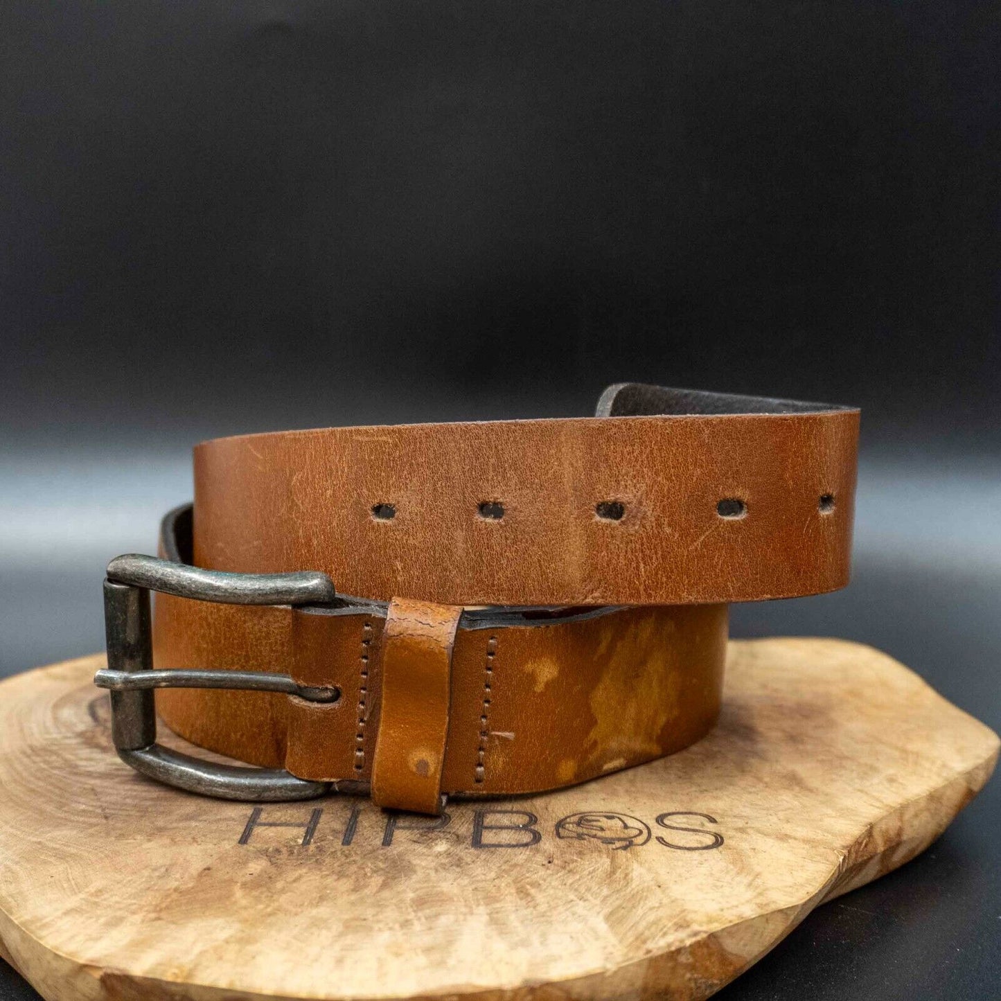 Vintage Mens Belt Handmade Leather Jeans Belt Brown Size 36
