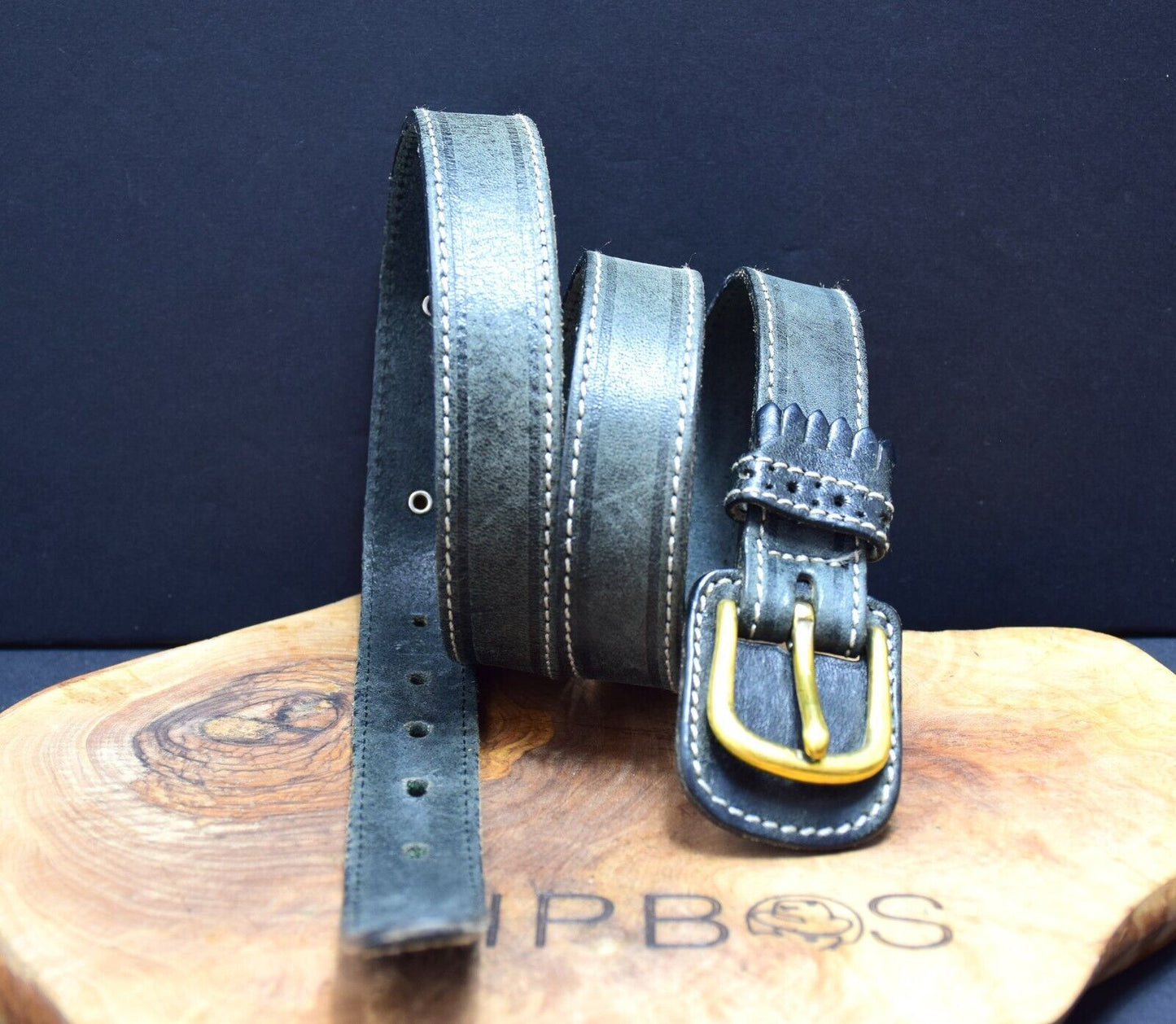 Golf and Green Womens Belt Vintage Leather Jeans Waist Belt Grey Green Size 32