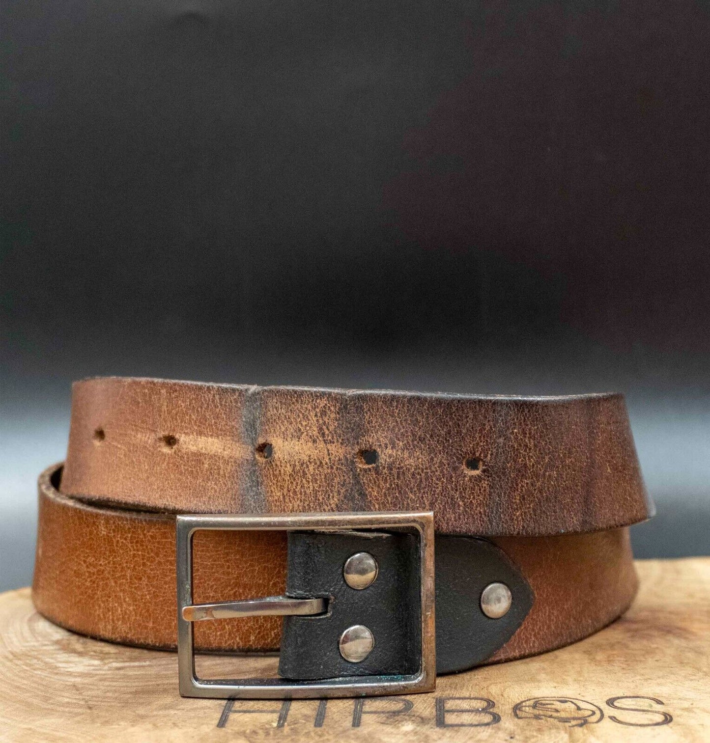 Vintage Mens Belt Handmade Leather Jeans Belt Brown Size 34